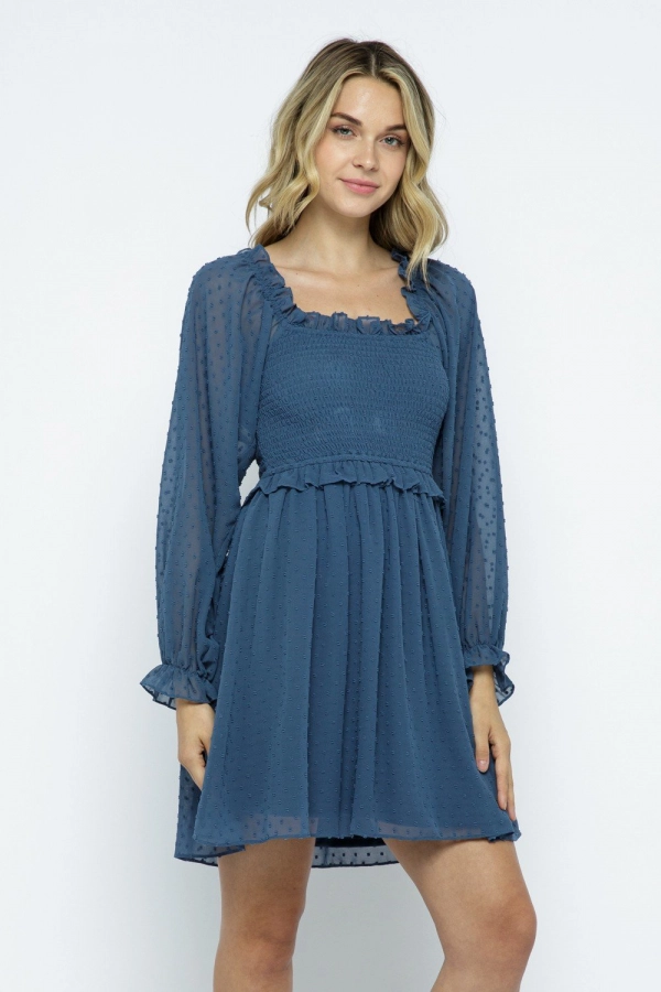 wholesale clothing thinking of blue mini dress with off shoulder In The Beginning