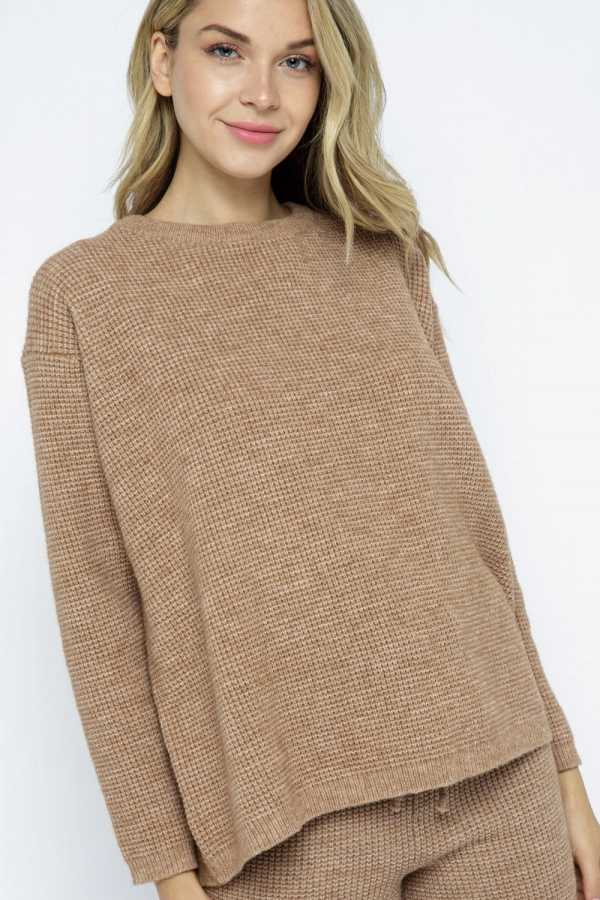 wholesale clothing mocha sweaters with mock neck In The Beginning