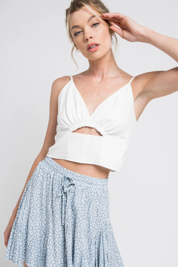 wholesale clothing off white crop top with v neck In The Beginning