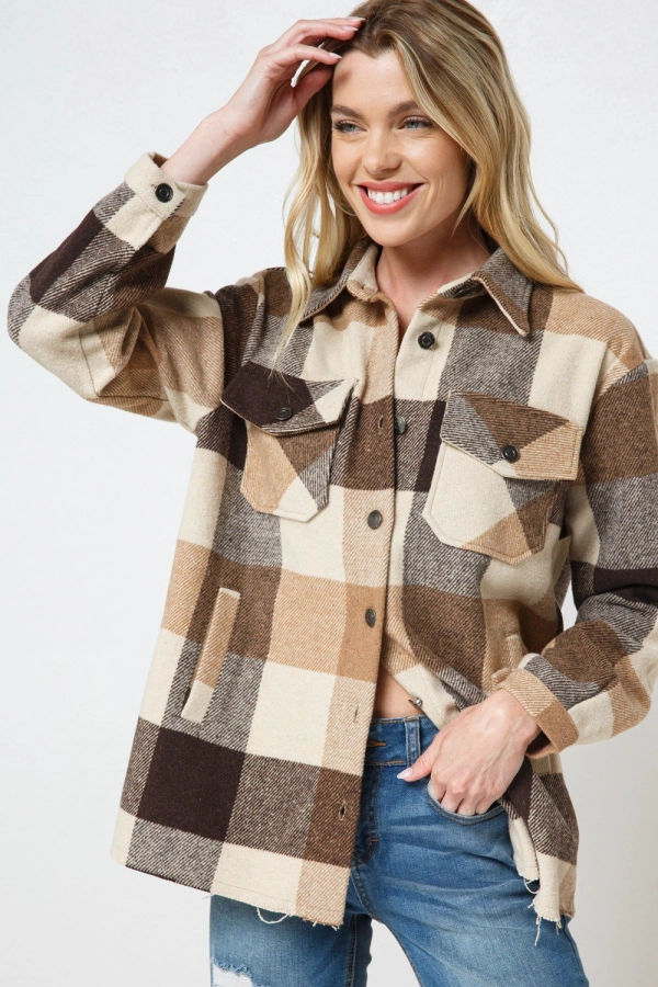 wholesale clothing brown  multi jacket with buttons In The Beginning