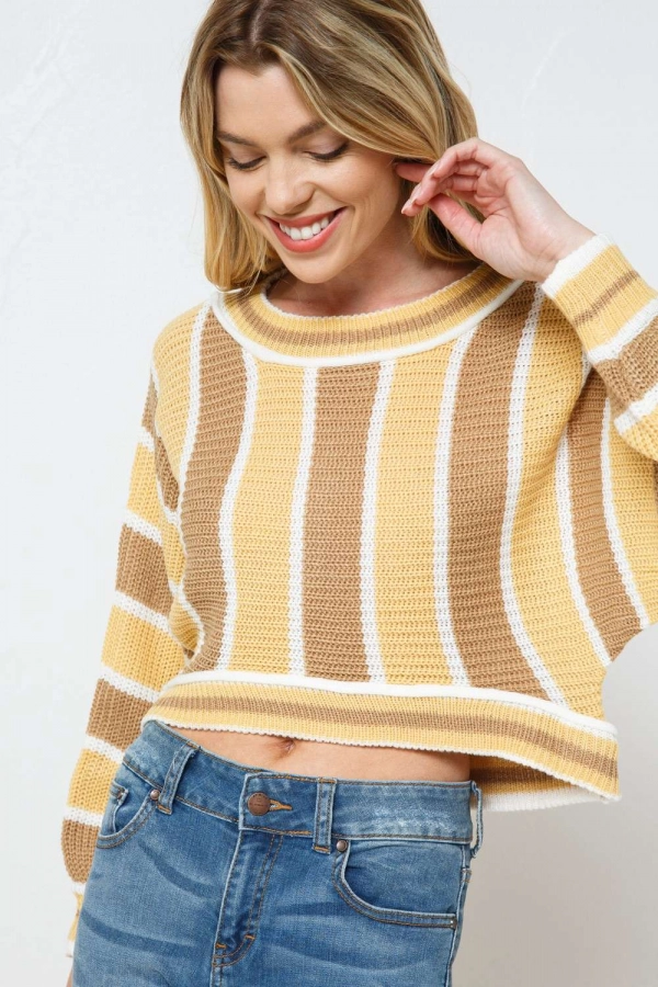 wholesale clothing mustard multi sweater In The Beginning