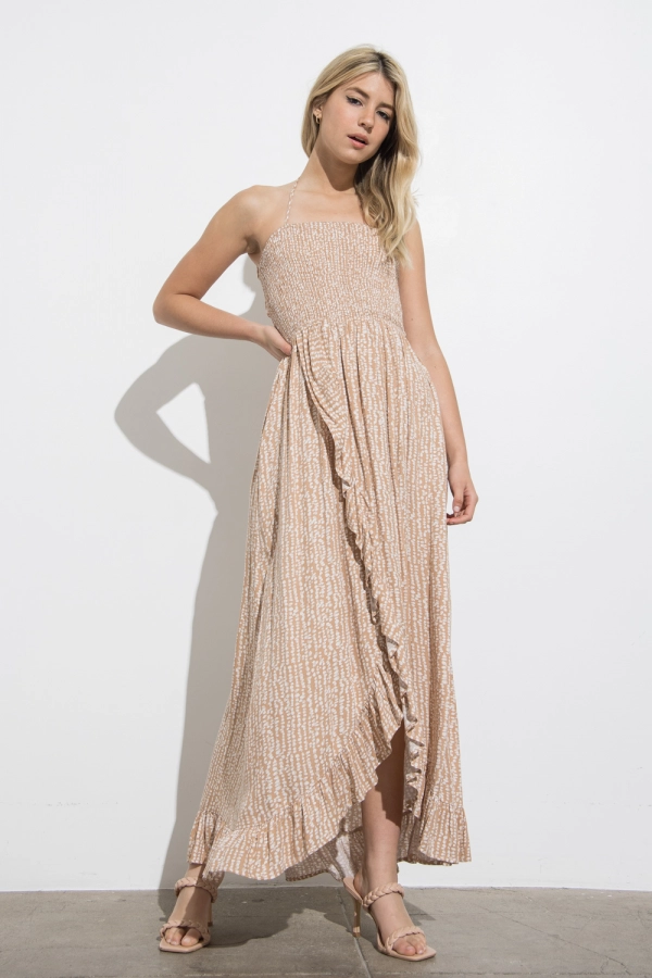 wholesale clothing blush maxi dress with square neck and spaghetti straps In The Beginning