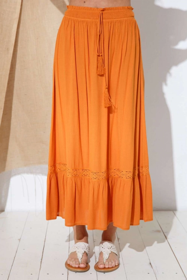 wholesale clothing tan midi skirt In The Beginning