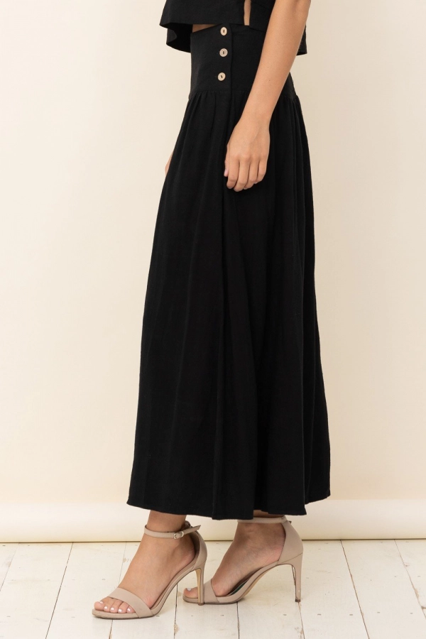 wholesale clothing black maxi skirt with buttons In The Beginning