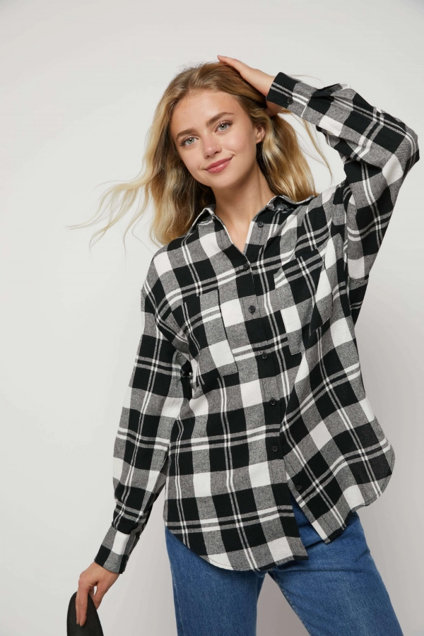 wholesale clothing black/ white button down shirts In The Beginning