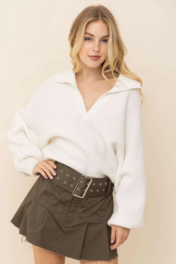 wholesale clothing ivory sweaters with v neck In The Beginning