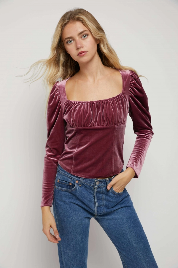 wholesale clothing plum top with square neck In The Beginning