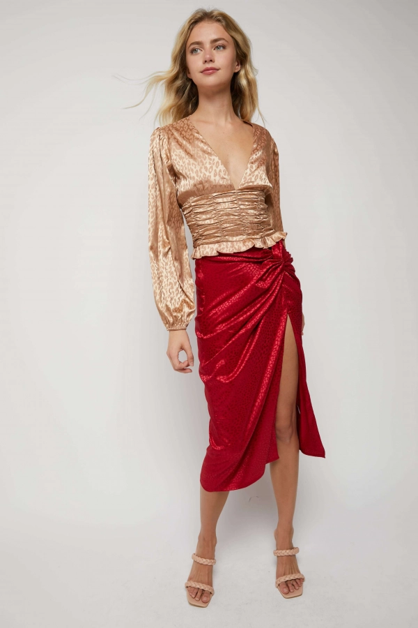 wholesale clothing burgundy midi skirt In The Beginning