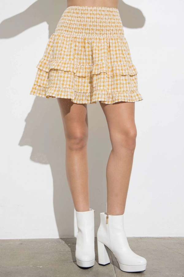 wholesale clothing elegant feeling yellow mini skirt In The Beginning