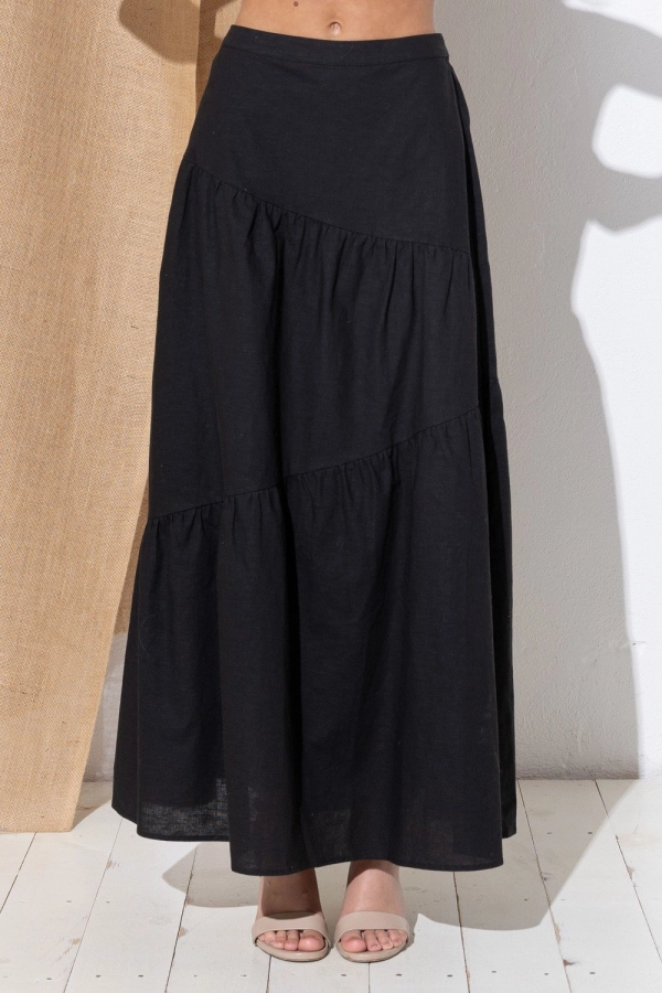 wholesale clothing black tiered maxi skirt In The Beginning