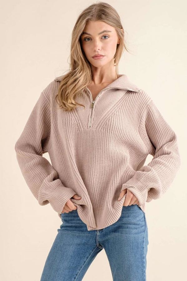 wholesale clothing khaki sweater with long sleeve In The Beginning