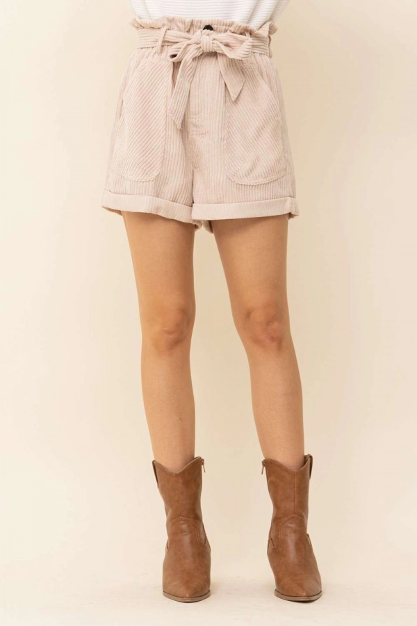 wholesale clothing beige shorts with belted details In The Beginning