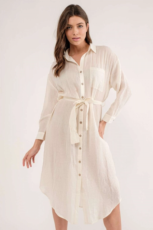 wholesale clothing ivory midi dress with long sleeve In The Beginning