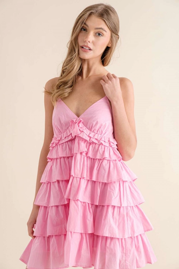 wholesale clothing pink  sleeveless mini dress In The Beginning