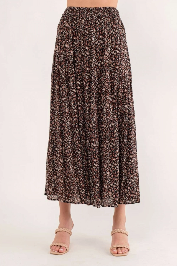 wholesale clothing black floral maxi skirts In The Beginning