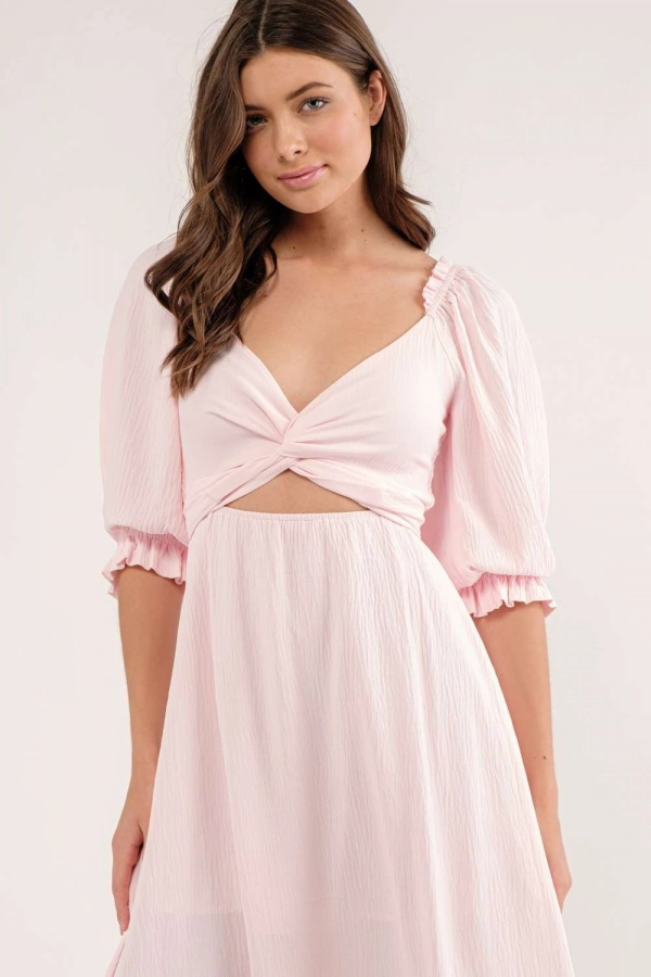wholesale clothing l.pink midi dress In The Beginning