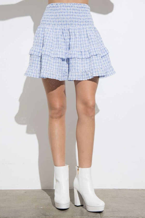 wholesale clothing elegant feeling blue mini skirt In The Beginning