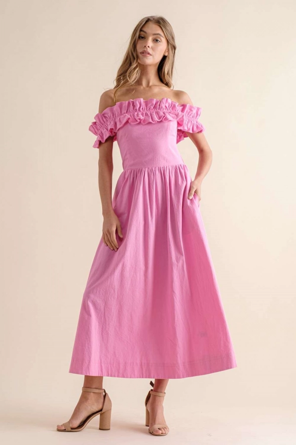 wholesale clothing hot pink maxi dress In The Beginning