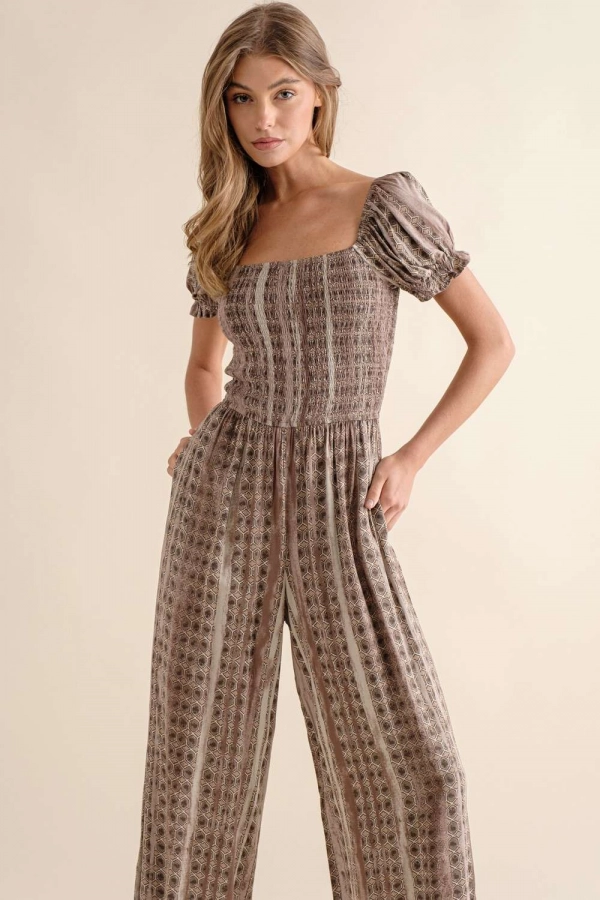 wholesale clothing brown jumpsuit with pocket In The Beginning