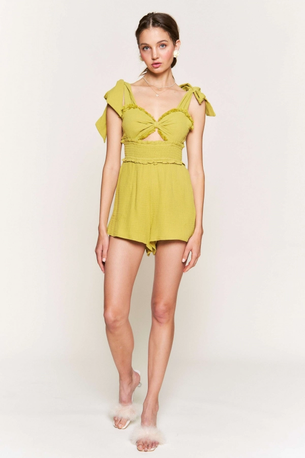wholesale LIME Mini Romper With Pockets in the beginning