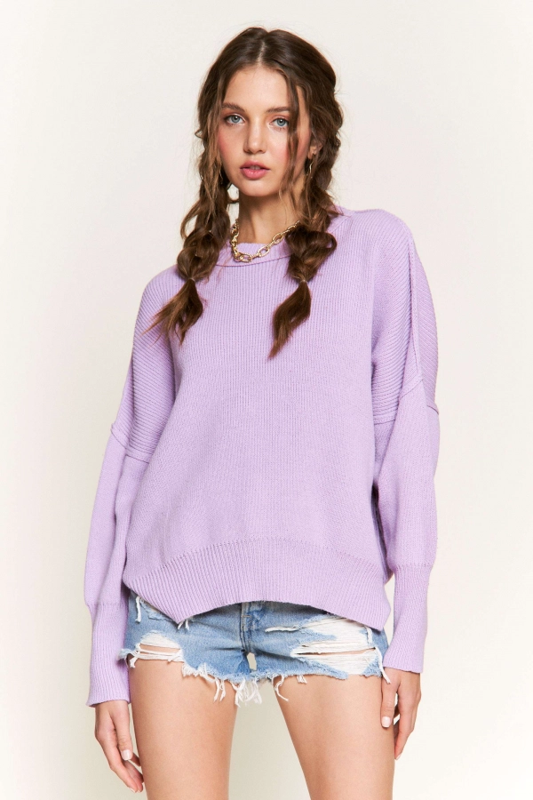 wholesale clothing lavender over size loose fit sweaters In The Beginning