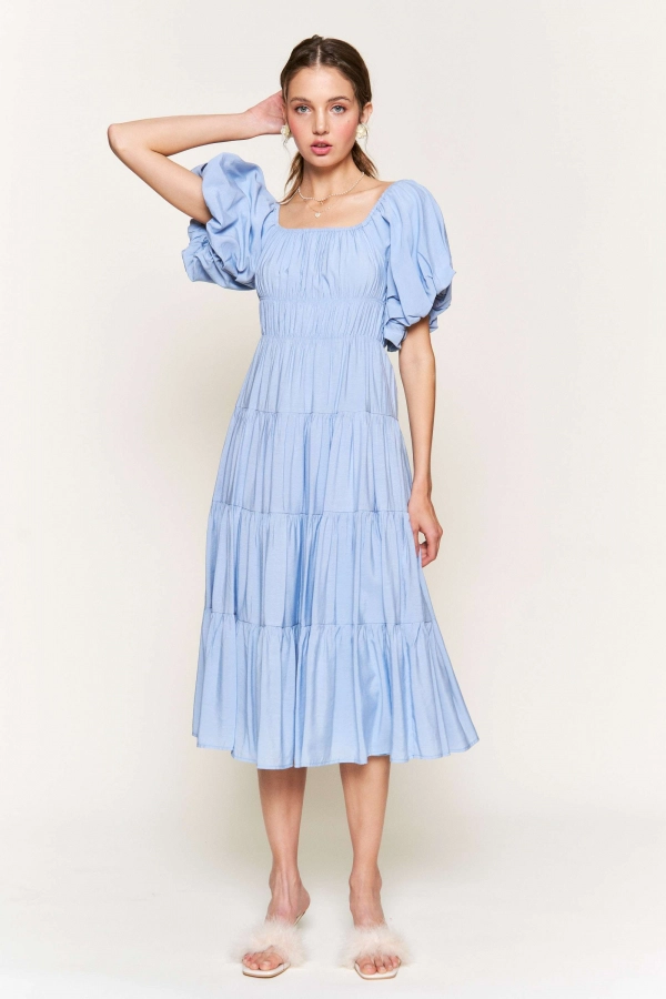 wholesale clothing blue midi dress In The Beginning