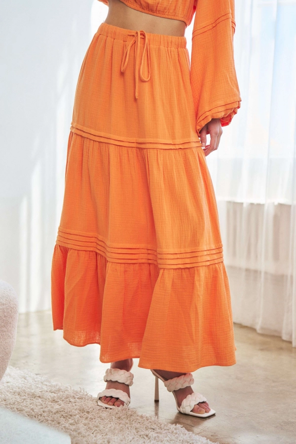 wholesale clothing orange maxi skirt In The Beginning