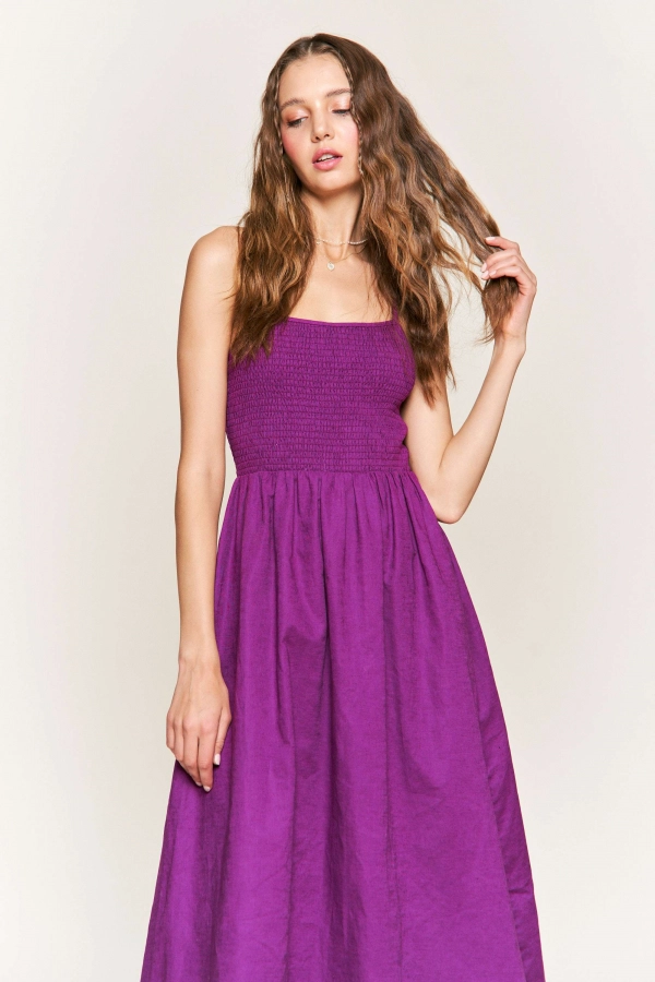 wholesale clothing purple  sleeveless midi dress In The Beginning