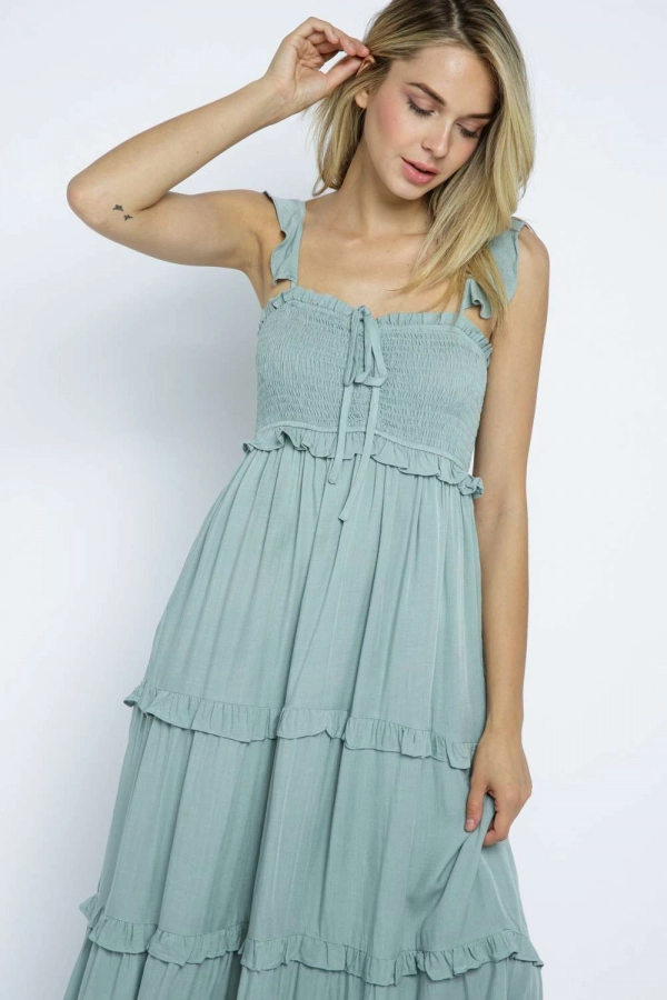 wholesale clothing sage midi dress In The Beginning