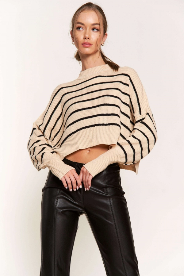 wholesale clothing beige black sweaters In The Beginning