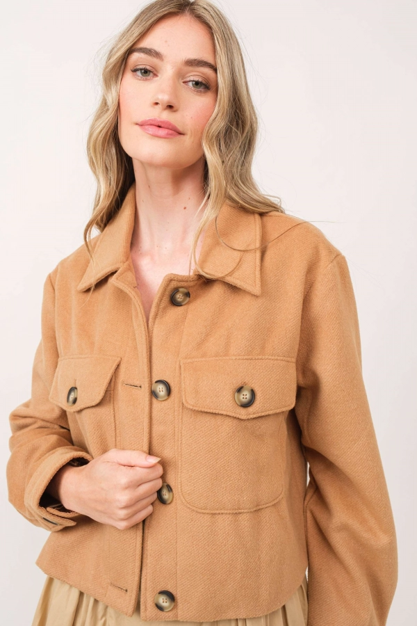 wholesale clothing camel loose fit jackets with buttons In The Beginning