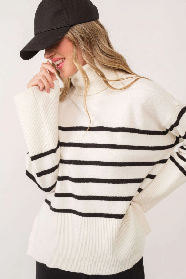 wholesale clothing ivory stripe sweater In The Beginning