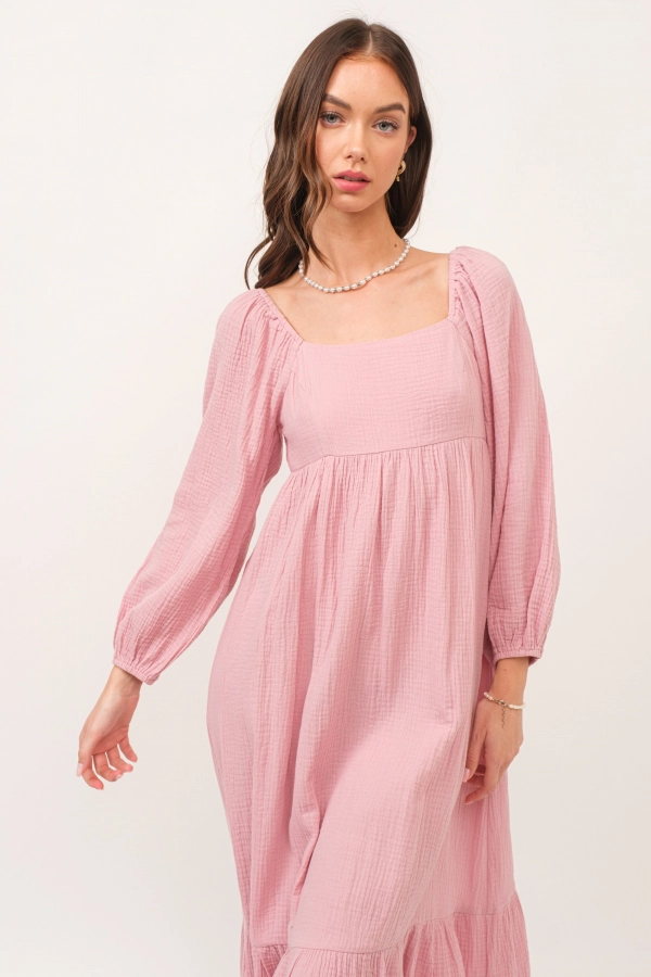 wholesale clothing pink midi dress In The Beginning