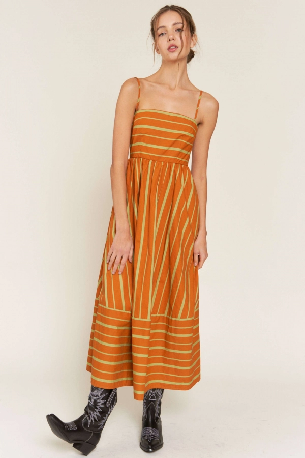 wholesale clothing stripe midi dress rust In The Beginning
