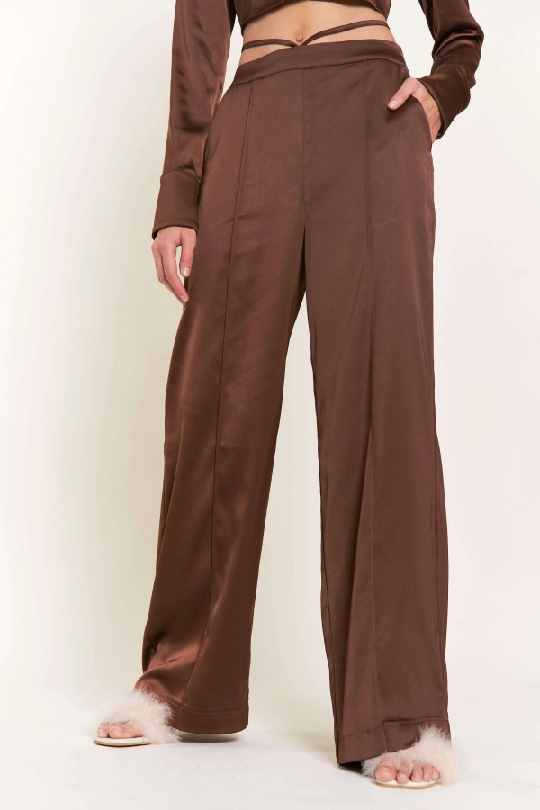wholesale clothing dark brown pants with pocket In The Beginning