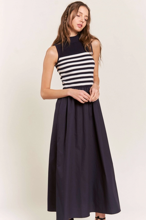 wholesale clothing maxi stripe knit dress In The Beginning