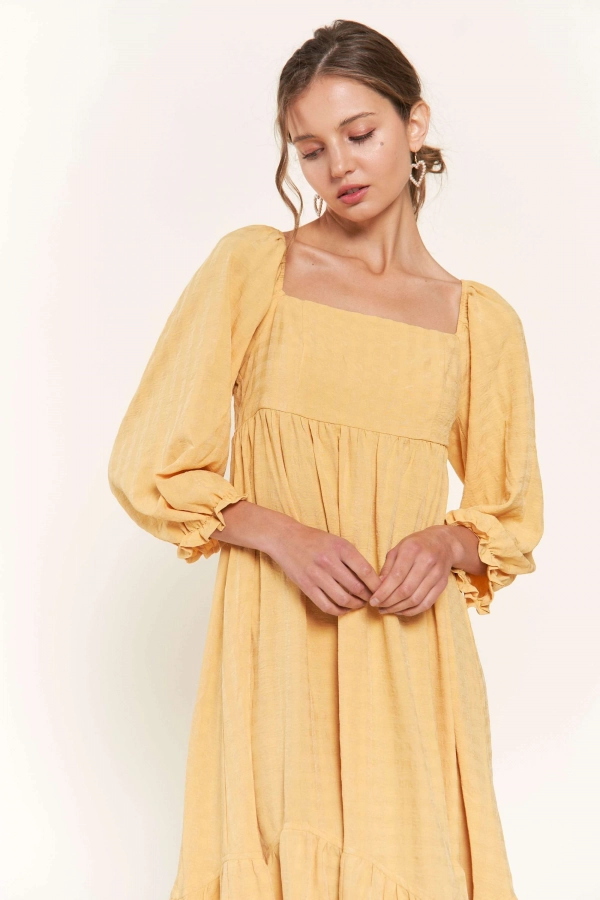 wholesale clothing yellow midi dress In The Beginning