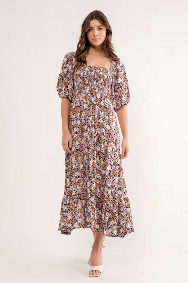 wholesale clothing pink floral maxi dress In The Beginning