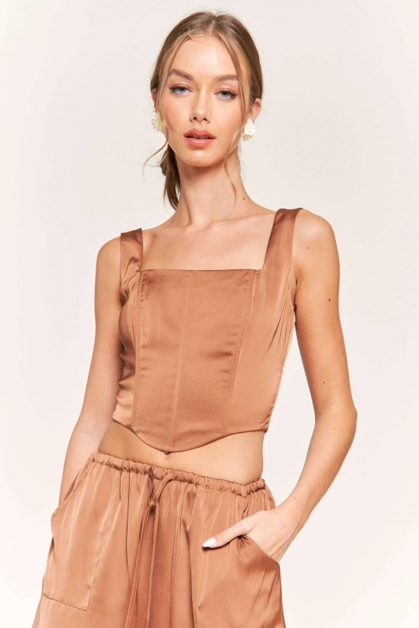 wholesale clothing light brown crop top In The Beginning