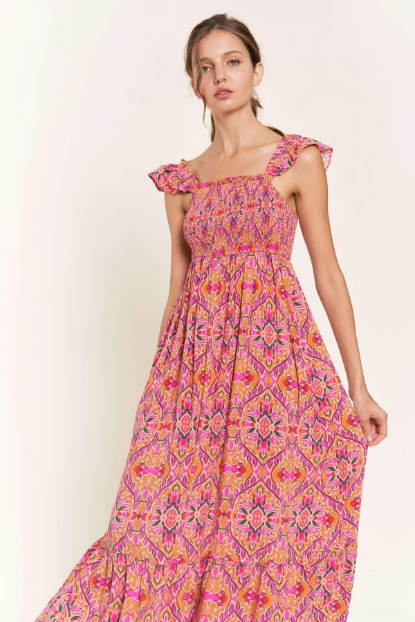 wholesale clothing pink multi midi dress In The Beginning