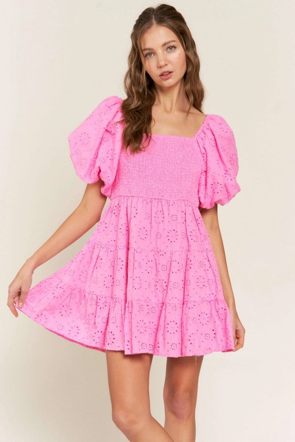 wholesale clothing pink mini dress with square neck In The Beginning