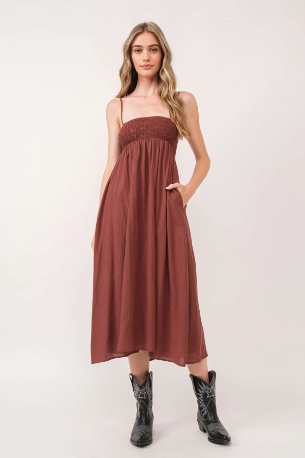 wholesale clothing brown midi dress In The Beginning