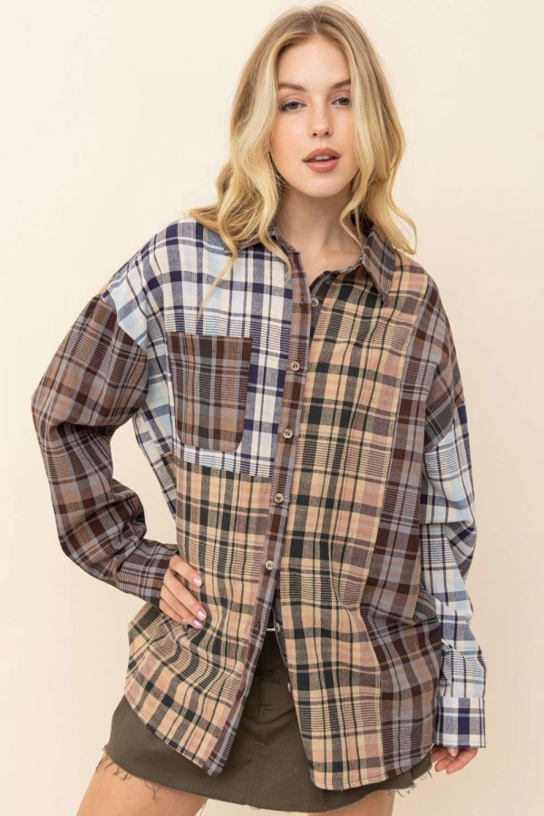 wholesale clothing multi plaid color shirts with buttons In The Beginning