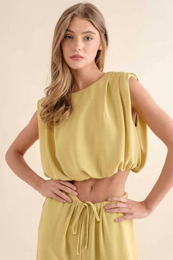 wholesale clothing lime sleeveless crop top In The Beginning