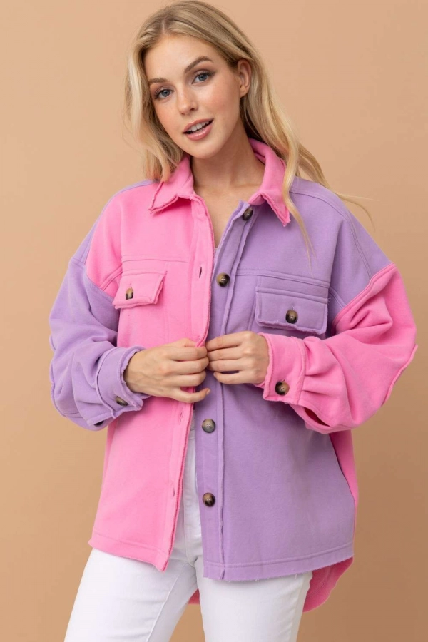 wholesale clothing purple combo jacket with buttons In The Beginning