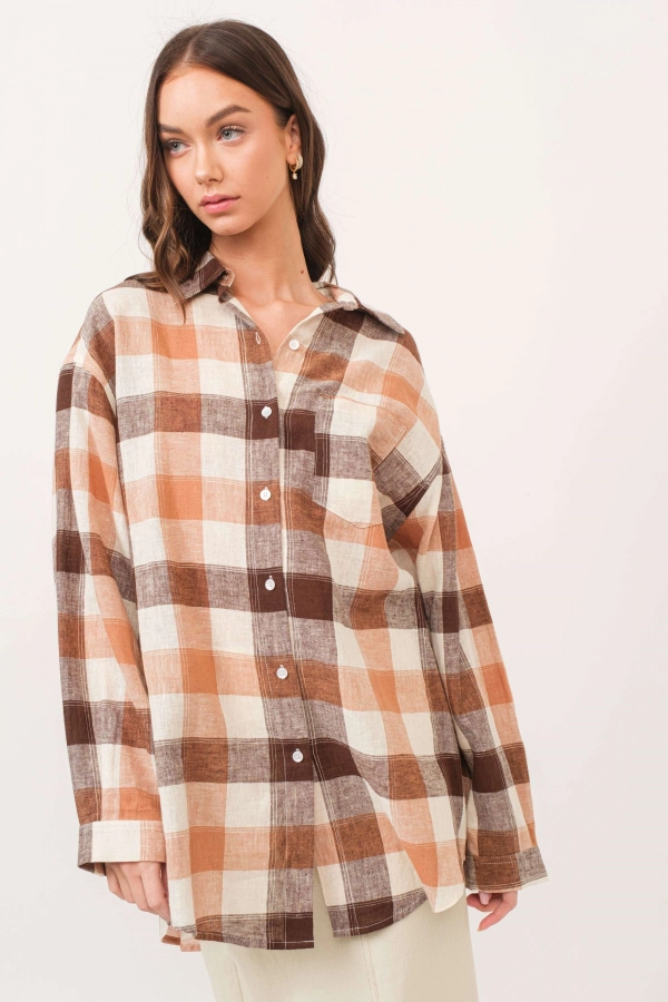 wholesale clothing brown oversize shirt In The Beginning