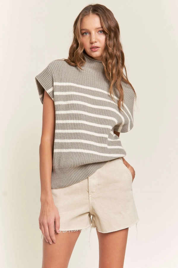 wholesale clothing striped sleeve sweater In The Beginning