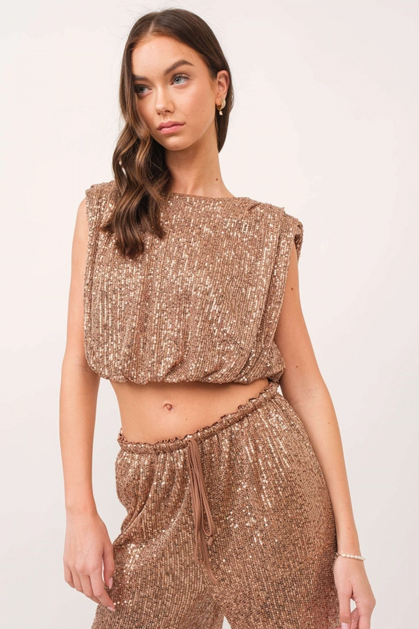 wholesale clothing sequins crop top In The Beginning