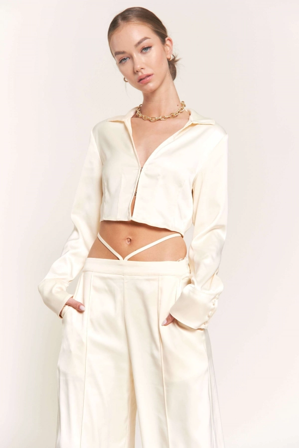 wholesale clothing ivory top with long sleeve In The Beginning
